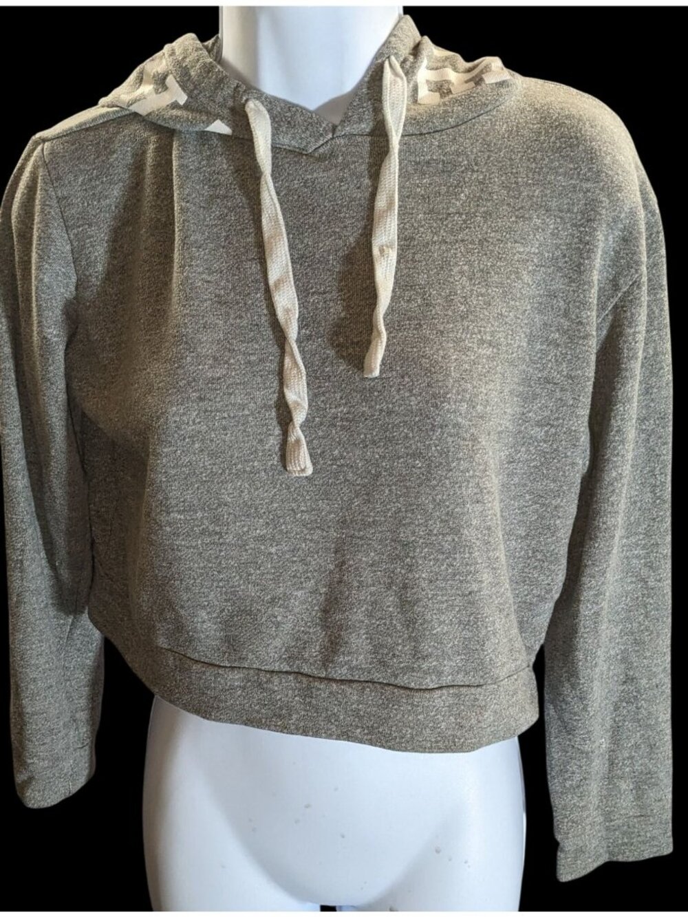 Atmosphere Cropped Hoodie Varsity League White Grey Sporty Casual